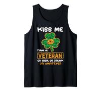 Kiss Me I Am A Veteran Funny Shamrock St Patricks Day Canotta