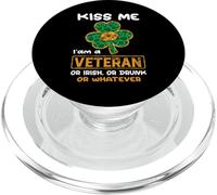 Kiss Me I Am A Veteran Funny Shamrock St Patricks Day PopSockets PopGrip per MagSafe