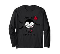 Kiss Me I Don't Bite Carino Vampiro Halloween Bats Maglia a Manica