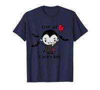 Kiss Me I Don't Bite Carino Vampiro Halloween Bats Maglietta