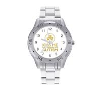 Kiss Me I Love Someone with Autism Orologio da polso da uomo in acciaio inossidabile con cinturino analogico al quarzo orologio da polso business, Stile:, regular, Bracciale