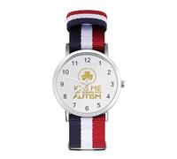 Kiss Me I Love Someone with Autism Sport Watch for Men Women Nylon Strap Orologio da Polso Analogico al Quarzo, Stile:, regular, Cinturino