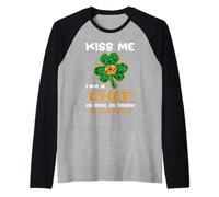 Kiss Me I'm A Chef with Shamrock St Patricks Day Maglia con Maniche Raglan
