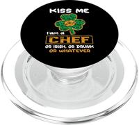 Kiss Me I'm A Chef With Shamrock St Patricks Day PopSockets PopGrip per MagSafe