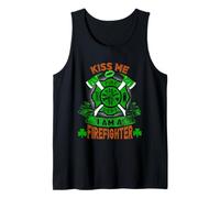 Kiss Me I'm A Firefighter Skull Shamrock St Patricks Day Canotta