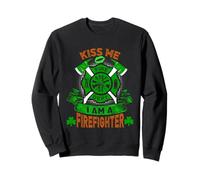 Kiss Me I'm A Firefighter Skull Shamrock St Patricks Day Felpa