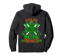 Kiss Me I'm A Firefighter Skull Shamrock St Patricks Day Felpa con Cappuccio