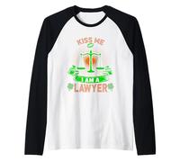 Kiss Me I'm A Lawyer Lucky Charm Shamrock St Patricks Day Maglia con Maniche Raglan