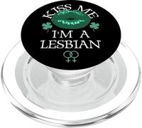 Kiss Me I'm a Lesbian St Patricks Day Green Lips Les Pride PopSockets PopGrip per MagSafe