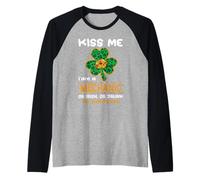 Kiss Me I'm A Mechanic with Shamrock St Patricks Day Maglia con Maniche Raglan