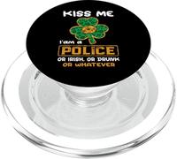 Kiss Me I'm A Police Funny Shamrock St Patricks Day PopSockets PopGrip per MagSafe