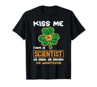 Kiss Me I'm A Scientist Funny Shamrock St Patricks Day Maglietta