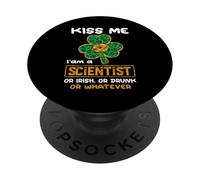 Kiss Me I'm A Scientist Funny Shamrock St Patricks Day PopSockets PopGrip Adesivo