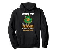 Kiss Me I'm A Teacher with Shamrock St Patrick's Day Felpa con Cappuccio