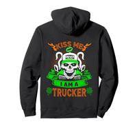 Kiss Me I'm A Trucker Skull Lucky Shamrock St Patricks Day Felpa con Cappuccio