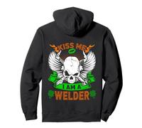 Kiss Me I'm A Welder Skull Lucky Shamrock St Patricks Day Felpa con Cappuccio