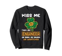 Kiss Me I'm An Engineer with Shamrock St Patricks Day Felpa