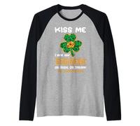 Kiss Me I'm An Engineer with Shamrock St Patricks Day Maglia con Maniche Raglan