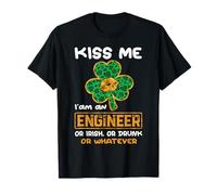 Kiss Me I'm An Engineer with Shamrock St Patricks Day Maglietta