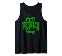 Kiss Me I'm Belgian Green Shamrock Belgio Giorno di San Patrizio Canotta