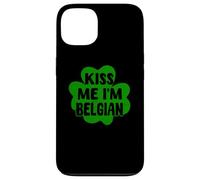 Kiss Me I'm Belgian Green Shamrock Belgio Giorno di San Patrizio Custodia per iPhone 13