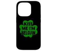 Kiss Me I'm Belgian Green Shamrock Belgio Giorno di San Patrizio Custodia per iPhone 14 Pro