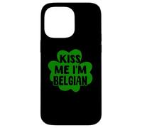 Kiss Me I'm Belgian Green Shamrock Belgio Giorno di San Patrizio Custodia per iPhone 14 Pro Max