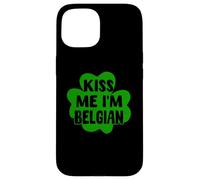 Kiss Me I'm Belgian Green Shamrock Belgio Giorno di San Patrizio Custodia per iPhone 15