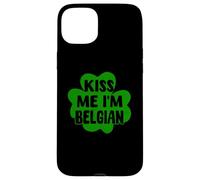 Kiss Me I'm Belgian Green Shamrock Belgio Giorno di San Patrizio Custodia per iPhone 15 Plus
