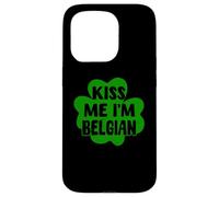 Kiss Me I'm Belgian Green Shamrock Belgio Giorno di San Patrizio Custodia per iPhone 15 Pro