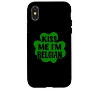 Kiss Me I'm Belgian Green Shamrock Belgio Giorno di San Patrizio Custodia per iPhone X/XS