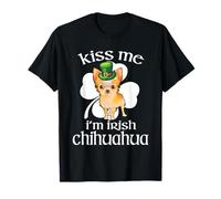 Kiss Me I'm Chihuahua Dog Shamrock St Patricks Day Maglietta