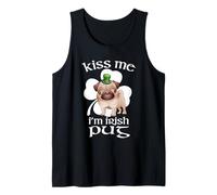Kiss Me I'm Irish Pug Dog Shamrock Funny St Patricks Day Canotta