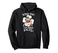 Kiss Me I'm Irish Pug Dog Shamrock Funny St Patricks Day Felpa con Cappuccio