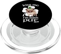 Kiss Me I'm Irish Pug Dog Shamrock Funny St Patricks Day PopSockets PopGrip per MagSafe