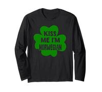 Kiss Me I'm Norwegian Funny St. Patrick's Day Costume Norvegia Maglia a Manica