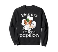 Kiss Me I'm Papillon Dog Shamrock St Patricks Day Felpa