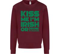 Kiss Me IN Irlandese O Drunk Giorno di San Patrizio Bambini Felpa Maglione