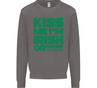Kiss Me IN Irlandese O Drunk Giorno di San Patrizio Uomo Felpa Maglione