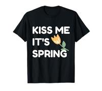 Kiss Me It's Spring Fun a Forma di Tulipano Arancione Maglietta