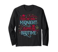 Kiss Me Now Midnight Is Past My Bedtime Felice Anno Nuovo Donne Maglia a Manica