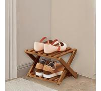 Kiss Me - Scarpiera pieghevole a 2 ripiani in bambù, piccola, verticale, in legno, piccola scarpiera per spazi ristretti senza installazione, per interni per corridoio, ingresso, angolo, camera da