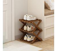 kiss me Scarpiera pieghevole in bambù, scarpiera verticale stretta, piccola, senza installazione, scarpiera in legno, stretta e alta, per interni per corridoio, ingresso (marrone, a 3 livelli)