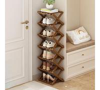 Kiss Me Scarpiera pieghevole in bambù, verticale stretta, piccola, senza installazione, in legno, per interni corridoio, ingresso (marrone a 8 livelli)