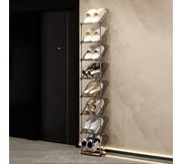 kiss me Scarpiera stretta inclinata, 5/6/7/8 ripiani, trasparente, piccola, sottile, alta, verticale, organizer per interni per corridoio, ingresso, angolo (grigio, 8 strati)