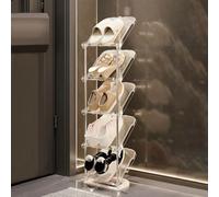 kiss me Scarpiera stretta inclinata, 6/7/8 ripiani, trasparente, sottile, alta, scarpiera verticale, organizer per interni per corridoio, ingresso, angolo, piccoli luoghi (5 strati)