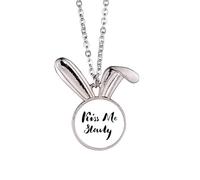 Kiss Me Slowly - Collana con ciondolo a forma di coniglietto scritto a mano, idea regalo
