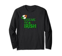 Kiss Me Sono Irlandese Maglia a Manica
