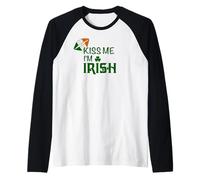 Kiss Me Sono Irlandese Maglia con Maniche Raglan
