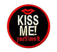 Kiss me you`ll love it baciami bacio - Toppe termoadesive Patch Toppa ricamate, misura: 0 x 7,5 cm